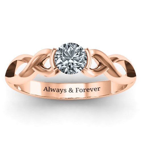 Half Bezel Infinity Ring – 9kt Rose Gold with Cubic Zirconia