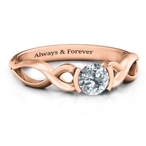 Half Bezel Infinity Ring – 9kt Rose Gold with Cubic Zirconia