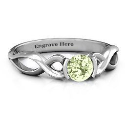 Half Bezel Infinity Ring in 925 Sterling Silver with Peridot