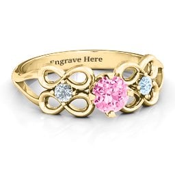 Quad Infinity Ring with Centre stone and Dual Accent Ring