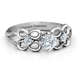 Quad Infinity Ring with Centre stone and Dual Accent Ring in 925 Sterling Silver with Diamond