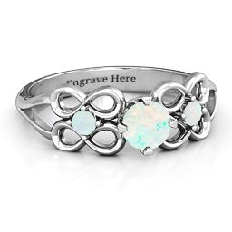 Quad Infinity Ring with Centre stone and Dual Accent Ring in 925 Sterling Silver with Opal