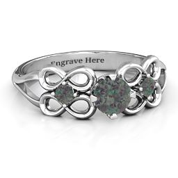 Quad Infinity Ring with Centre stone and Dual Accent Ring in 925 Sterling Silver with Alexandrite