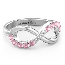 Birthstone Infinity Accent Ring in 925 Sterling Silver with Pink Tourmaline
