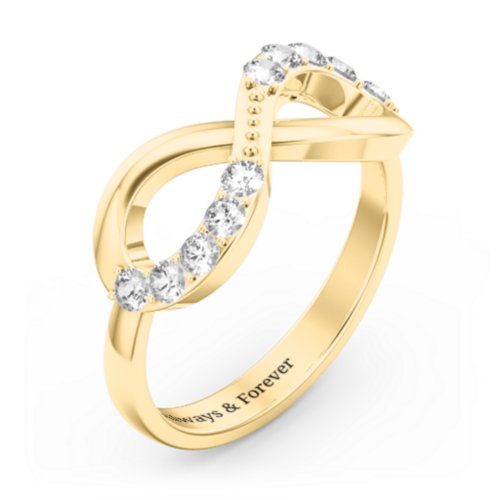 Birthstone Infinity Accent Ring – 9kt Yellow Gold with Cubic Zirconia