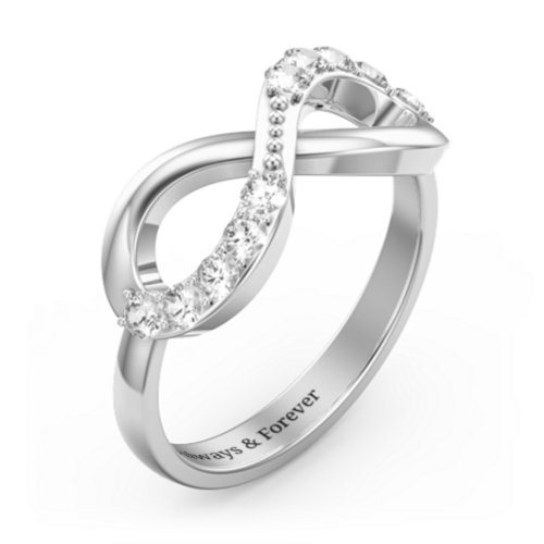 Birthstone Infinity Accent Ring – Sterling Silver with Cubic Zirconia