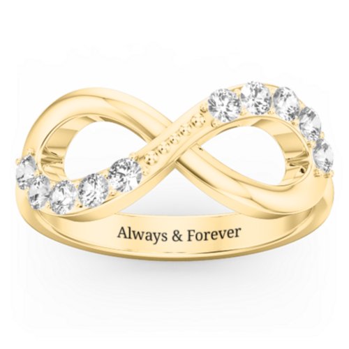 Birthstone Infinity Accent Ring – 9kt Yellow Gold with Cubic Zirconia