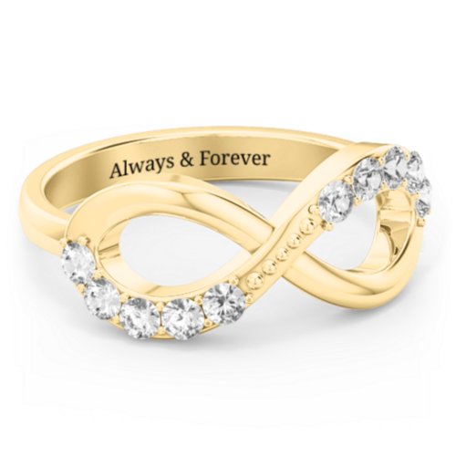 Birthstone Infinity Accent Ring – 9kt Yellow Gold with Cubic Zirconia