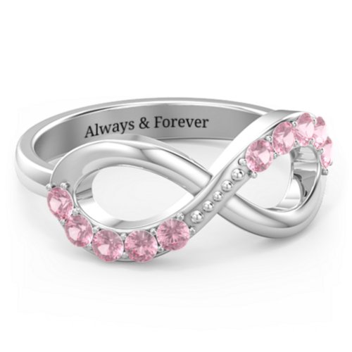 Birthstone Infinity Accent Ring – Sterling Silver with Pink Tourmaline
