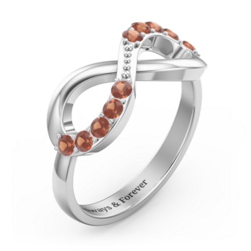 Birthstone Infinity Accent Ring – Sterling Silver with Garnet