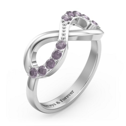 Birthstone Infinity Accent Ring – Sterling Silver with Alexandrite