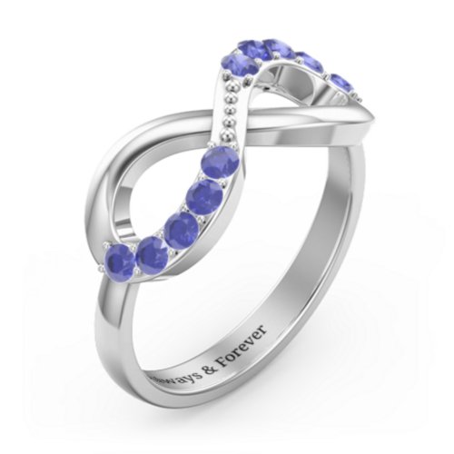Birthstone Infinity Accent Ring – Sterling Silver with Blue Sapphire