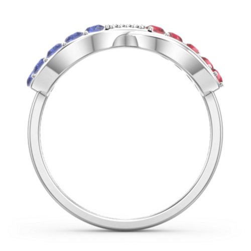 Birthstone Infinity Accent Ring – Sterling Silver with Blue Sapphire and Garnet