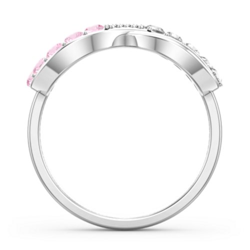 Birthstone Infinity Accent Ring – Sterling Silver with Pink Tourmaline and Cubic Zirconia