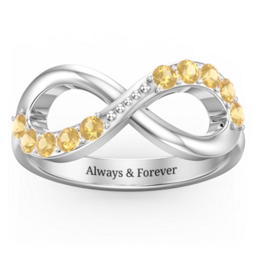 Birthstone Infinity Accent Ring – Sterling Silver with Citrine