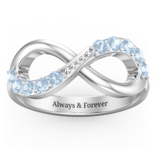 Birthstone Infinity Accent Ring – Sterling Silver with Blue Topaz