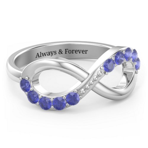 Birthstone Infinity Accent Ring – Sterling Silver with Blue Sapphire