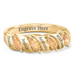 Spiral Marquise Row Ring