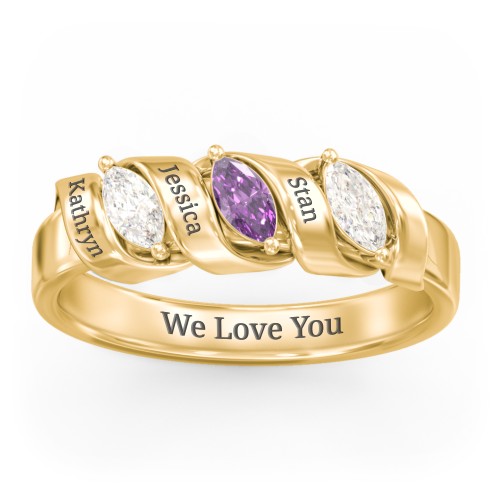 Spiral Marquise Row Ring