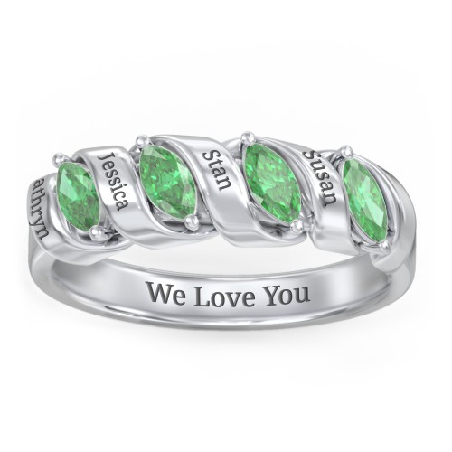 Spiral Marquise Row Ring