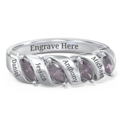 Spiral Marquise Row Ring in 925 Sterling Silver with Alexandrite