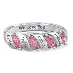 Spiral Marquise Row Ring in 925 Sterling Silver with Pink Tourmaline