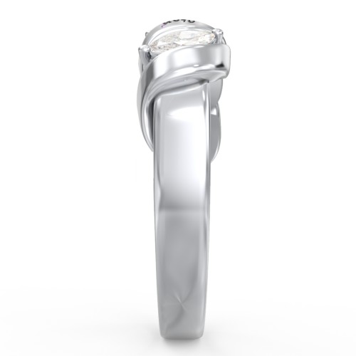 Spiral Marquise Row Ring – Sterling Silver with Cubic Zirconia and Amethyst