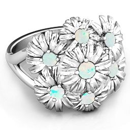 In Full Bloom Ring in 925 Sterling Silver with Opal