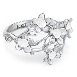 Garden Party Ring in 925 Sterling Silver with Opal