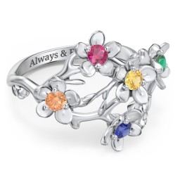 Garden Party Ring in 925 Sterling Silver with Ruby, Orange Sapphire, Citrine, Emerald, and Blue Sapphire