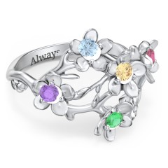 Garden Party Ring – Sterling Silver with Diamond, Citrine, Ruby, and Emerald