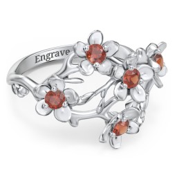 Garden Party Ring in 925 Sterling Silver with Garnet