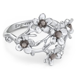 Garden Party Ring in 925 Sterling Silver with Smokey Quartz