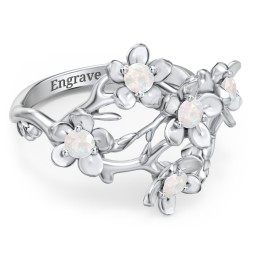 Garden Party Ring in 925 Sterling Silver with Opal
