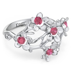 Garden Party Ring in 925 Sterling Silver with Ruby