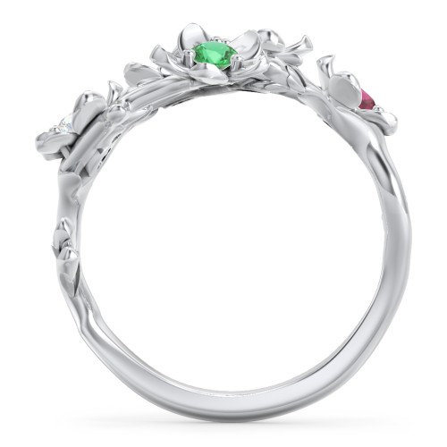 Garden Party Ring – Sterling Silver with Diamond, Citrine, Ruby, and Emerald
