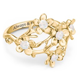 Garden Party Ring in 9K Solid Yellow Gold with Opal