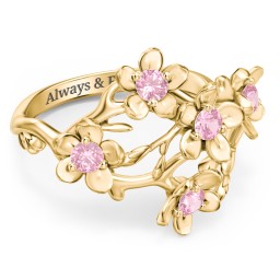Garden Party Ring in 9K Solid Yellow Gold with Pink Tourmaline