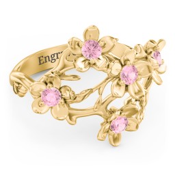 Garden Party Ring in 9K Solid Yellow Gold with Pink Tourmaline