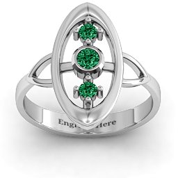 "Soulful Window" Ring in 925 Sterling Silver with Emerald
