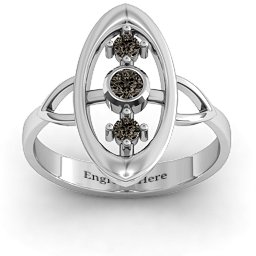 "Soulful Window" Ring in 925 Sterling Silver with Smokey Quartz