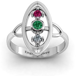 "Soulful Window" Ring in 925 Sterling Silver with Emerald, Ruby, and Cubic Zirconia