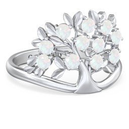 Family Tree Ring in 925 Sterling Silver with Opal