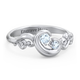 "Cradle of Love" Ring in 925 Sterling Silver with Aquamarine