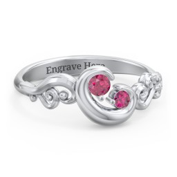 "Cradle of Love" Ring in 925 Sterling Silver with Ruby