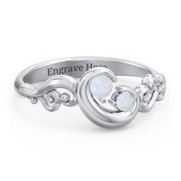 "Cradle of Love" Ring in 925 Sterling Silver with Opal
