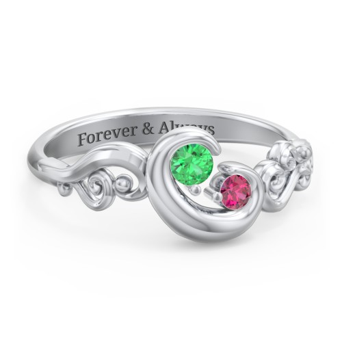 "Cradle of Love" Ring – Sterling Silver with Emerald and Ruby