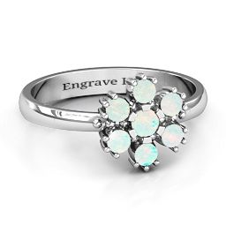 Flower Power Ring in 925 Sterling Silver with Opal