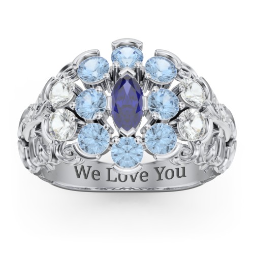 Bunches of Love Ring – Sterling Silver with Blue Sapphire, Cubic Zirconia, and Blue Topaz