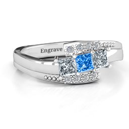 Triple Princess Stone Ring with Accents